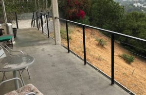 cable rail on steel posts and steel cap